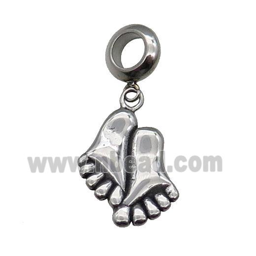 Stainless Steel Footer Pendant Antique Silver