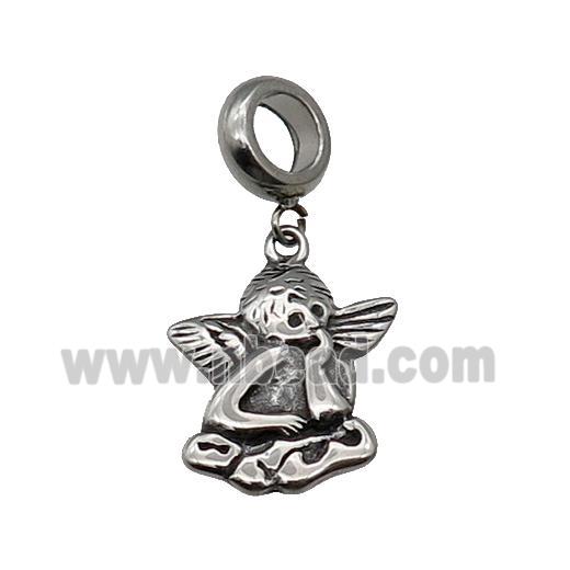 Stainless Steel Angel Pendant Antique Silver