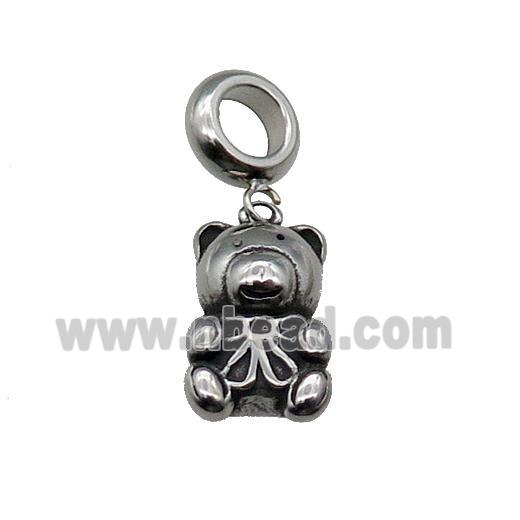 Stainless Steel Bear Pendant Antique Silver