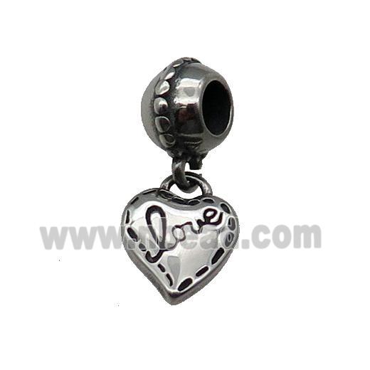 Stainless Steel Heart Pendant LOVE Antique Silver