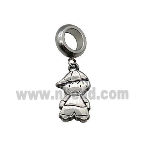 Stainless Steel Kid Boy Pendant Antique Silver