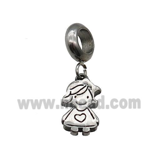 Stainless Steel Kids Girl Pendant Antique Silver