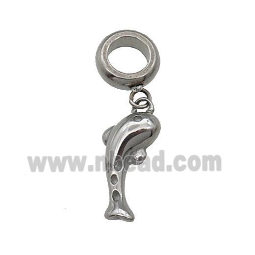 Raw Stainless Steel Dolphin Pendant