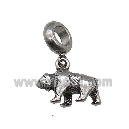 Stainless Steel Wolf Pendant Antique Silver
