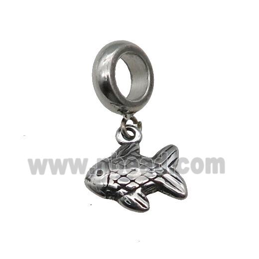 Stainless Steel Fish Pendant Antique Silver