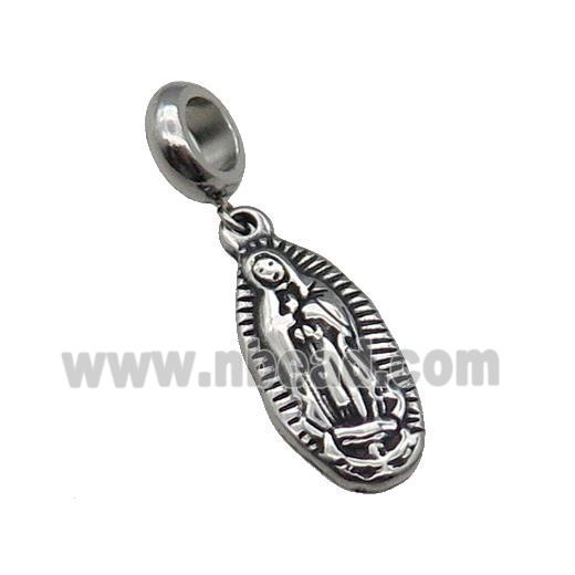 Stainless Steel Pendant Virgin Mary Antique Silver