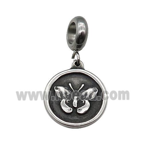 Stainless Steel Butterfly Pendant Antique Silver