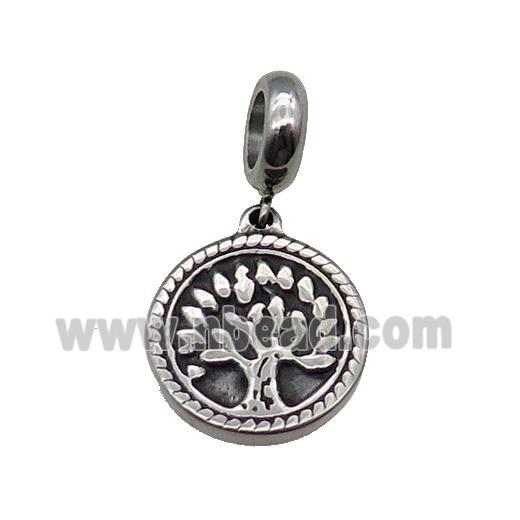 Stainless Steel Tree Pendant Antique Silver