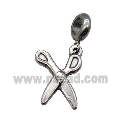 Stainless Steel Scissors Pendant Antique Silver
