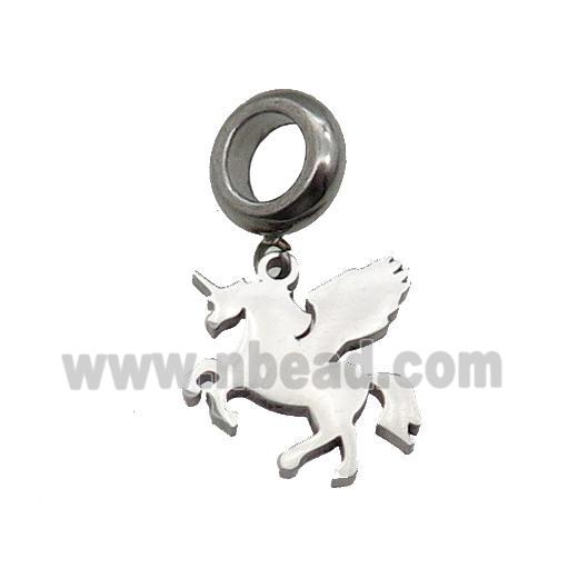 Raw Stainless Steel Unicorn Charm Pendant