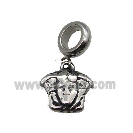 Stainless Steel Face Pendant Antique Silver