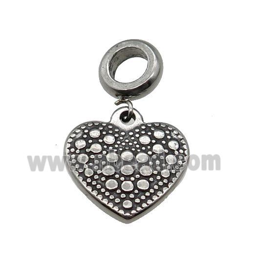 Stainless Steel Heart Pendant Antique Silver