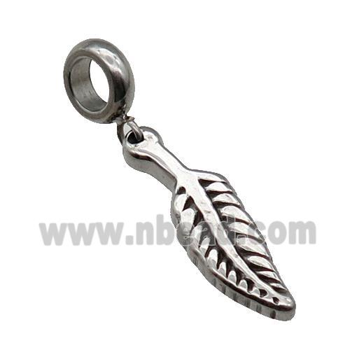 Stainless Steel Leaf Pendant Antique Silver