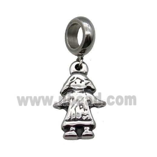 Stainless Steel Girl Pendant Antique Silver