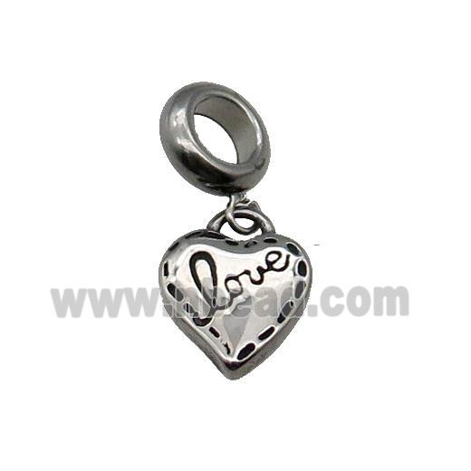 Stainless Steel Heart Pendant Love Antique Silver