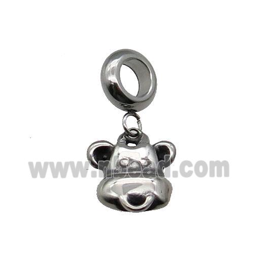 Stainless Steel Pig Pendant Antique Silver