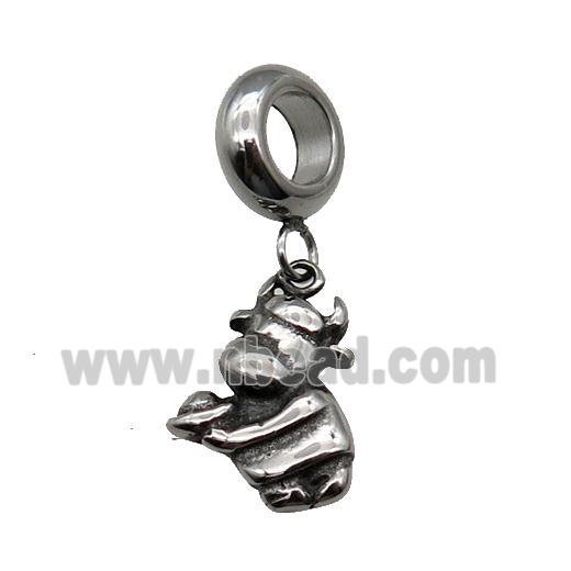 Stainless Steel Ox Pendant Antique Silver