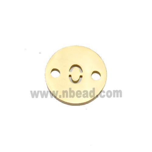 Stainless Steel Circle Number0 Connector Gold Plated