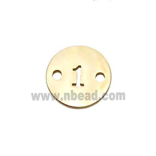 Stainless Steel Circle Number1 Connector Gold Plated