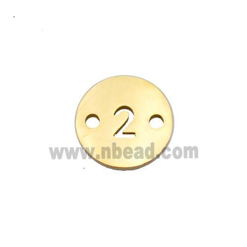 Stainless Steel Circle Number2 Connector Gold Plated