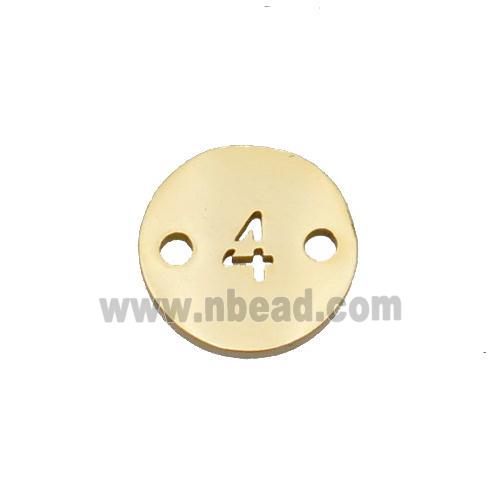 Stainless Steel Circle Number4 Connector Gold Plated