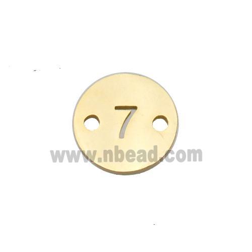 Stainless Steel Circle Number7 Connector Gold Plated