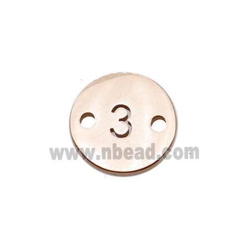 Stainless Steel Circle Number3 Connector Rose Gold