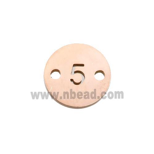 Stainless Steel Circle Number5 Connector Rose Gold