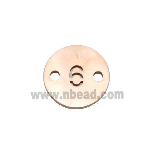 Stainless Steel Circle Number6 Connector Rose Gold