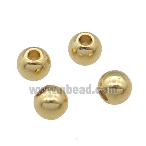 Stainless Steel Round Beads Smooth Gold Plated