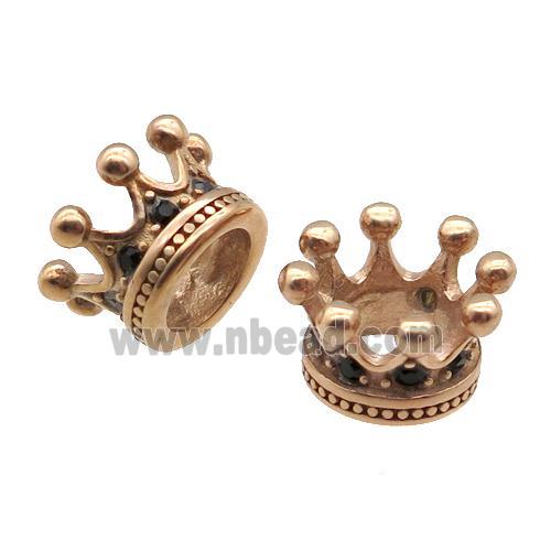 Stainless Steel Crown Beads Rose Gold