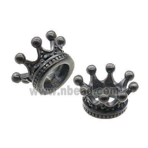 Stainless Steel Crown Beads Black Plated