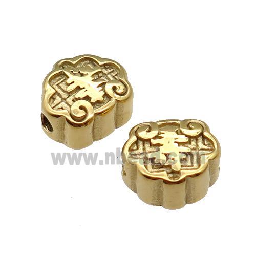 Stainless Steel Beads Shou Gold Plated