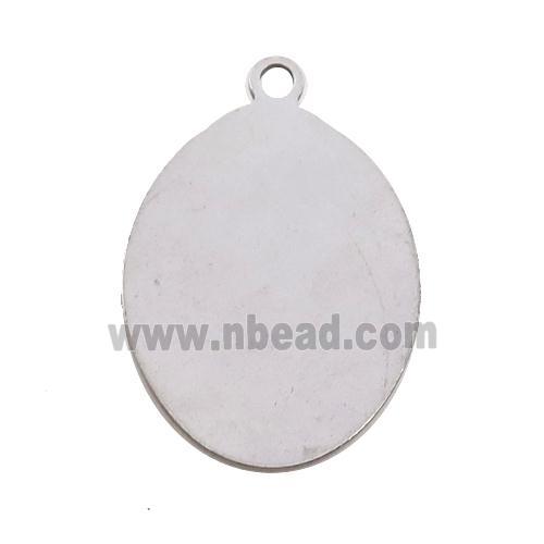 Raw Stainless Steel Oval Pendant