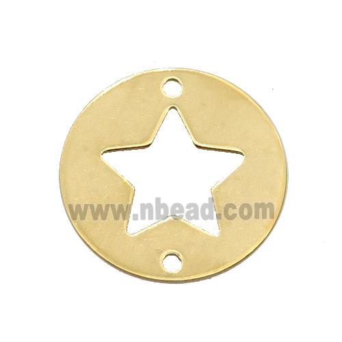 Stainless Steel Circle Star Connector Gold Plated