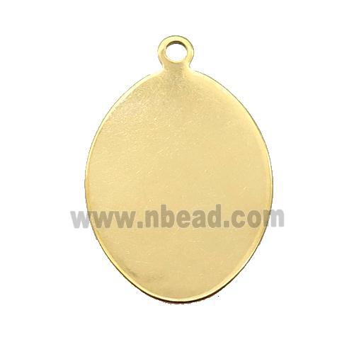 Stainless Steel Oval Pendant Gold Plated