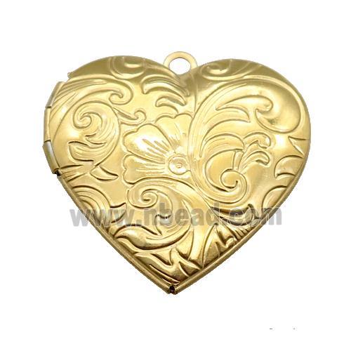 Stainless Steel Heart Locket Pendant Gold Plated