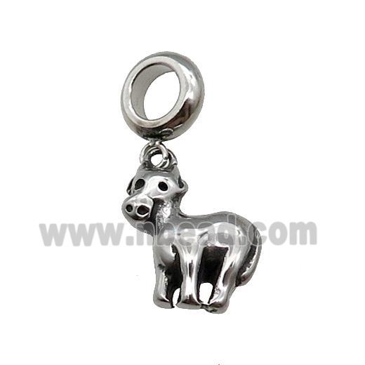 Stainless Steel Zodiac Ox Pendant Antique Silver