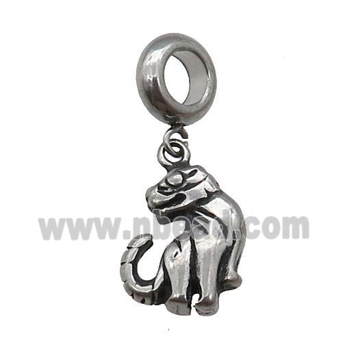 Stainless Steel Zodiac Tiger Pendant Antique Silver