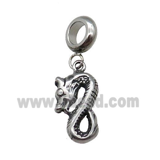 Stainless Steel Zodiac Loong Pendant Antique Silver