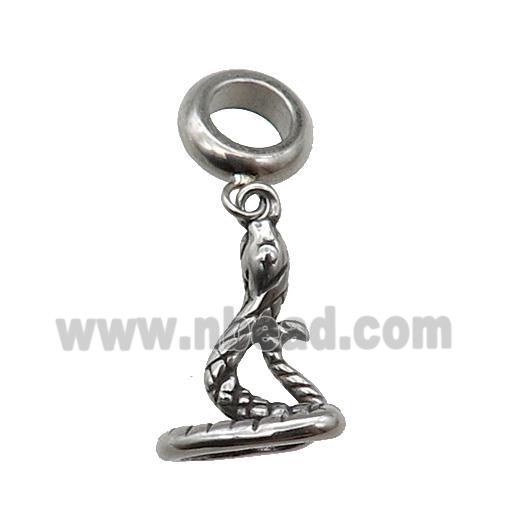 Stainless Steel Zodiac Snake Pendant Antique Silver