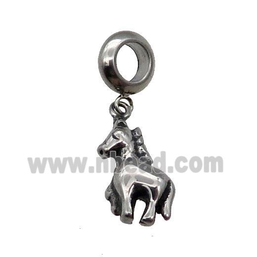 Stainless Steel Zodiac Horse Pendant Antique Silver