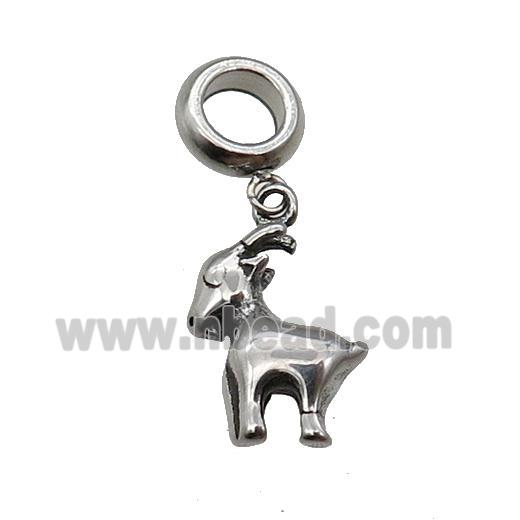 Stainless Steel Zodiac Sheep Pendant Antique Silver