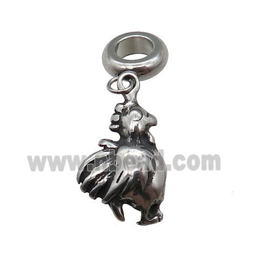 Stainless Steel Zodiac Cock Pendant Antique Silver