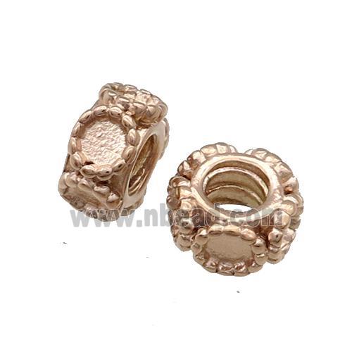 Stainless Steel Rondelle European Beads With Pad Large Hole Rose Gold