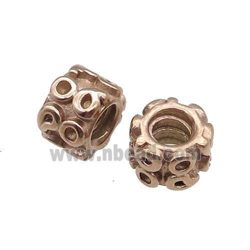 Stainless Steel Rondelle Beads Large Hole Rose Gold