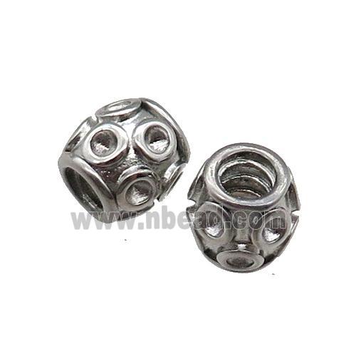 Raw Stainless Steel Barrel Spacer Beads Large Hole