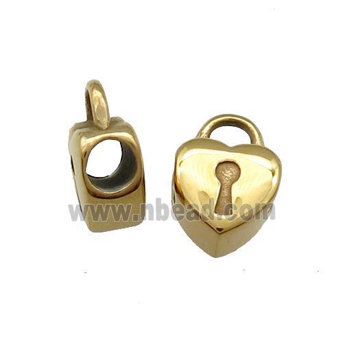 Stainless Steel Heart Lock Beads Gold Plated