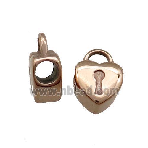 Stainless Steel Heart Lock Beads Rose Gold