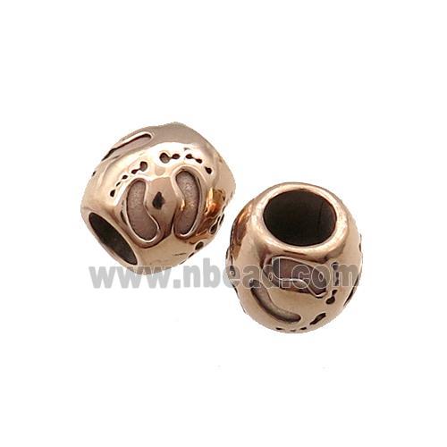 Stainless Steel Barrel Beads Large Hole Rose Gold